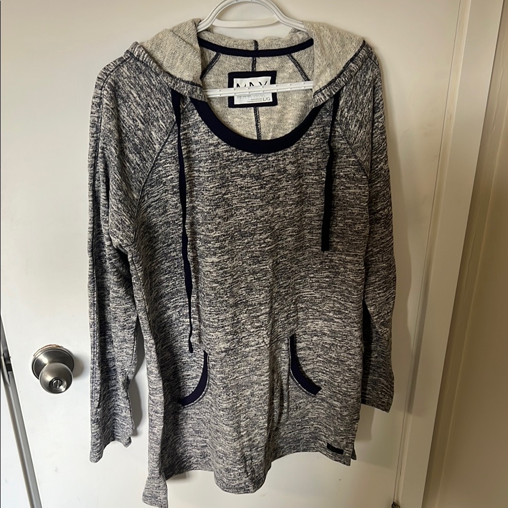 Gray and Navy Hooded Sweater